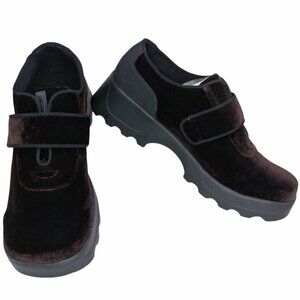 J. Jill 8.5 Chunky Lug Sole Brown Velvet Velour Reaction For J. Jill Y2K